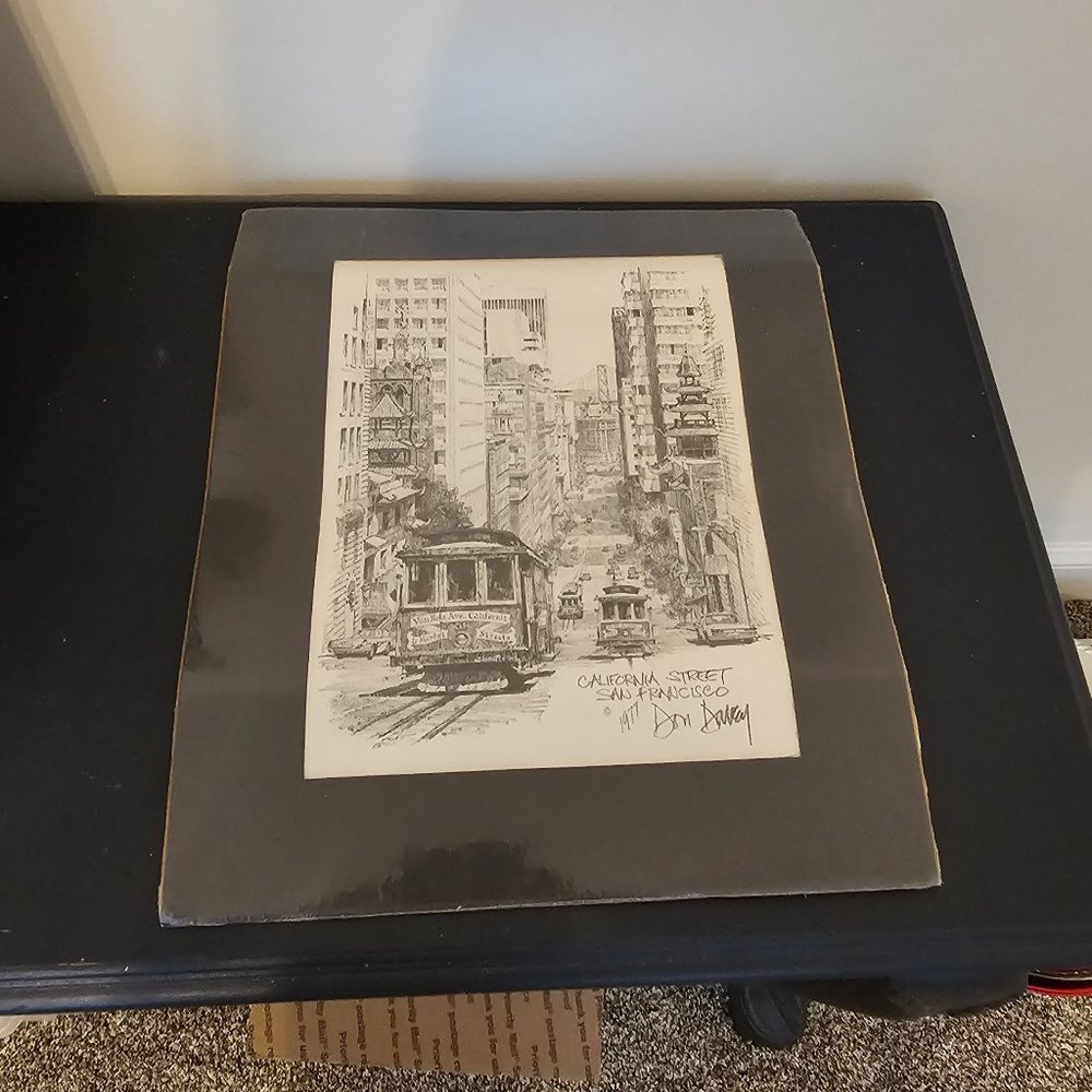 SIGNED Pencil Drawing San Francisco Street Don Davey 1977